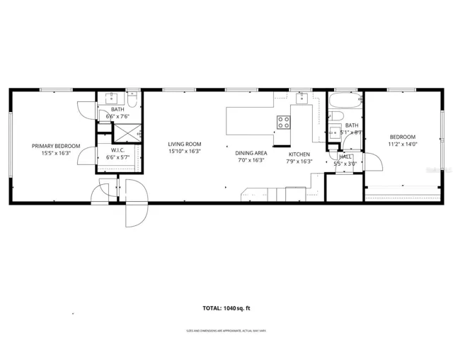 Floor Plan 1,040 sq ft. Hurricane impact double pane windows. Keyless entry.