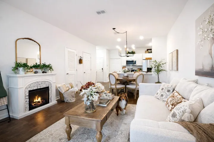 Cozy up in the beautiful living/dining room