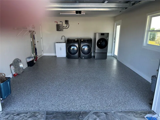 Epoxy floor coating in the garage.
