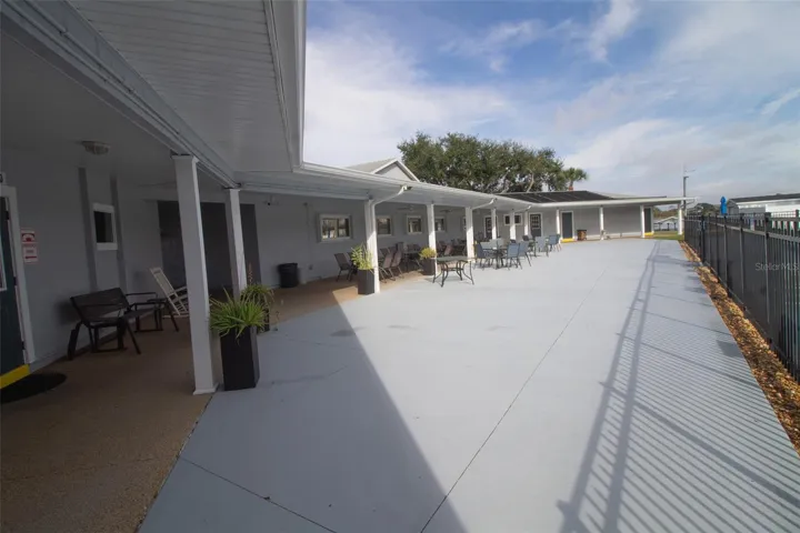 Covered patio seating area