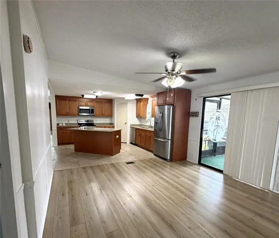 Kitchen and family/ dining space from master