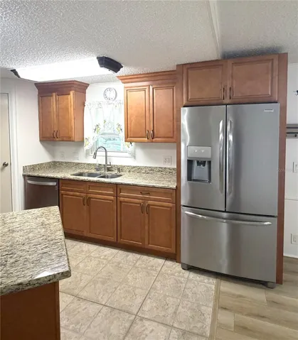 Kitchen sink and fridge