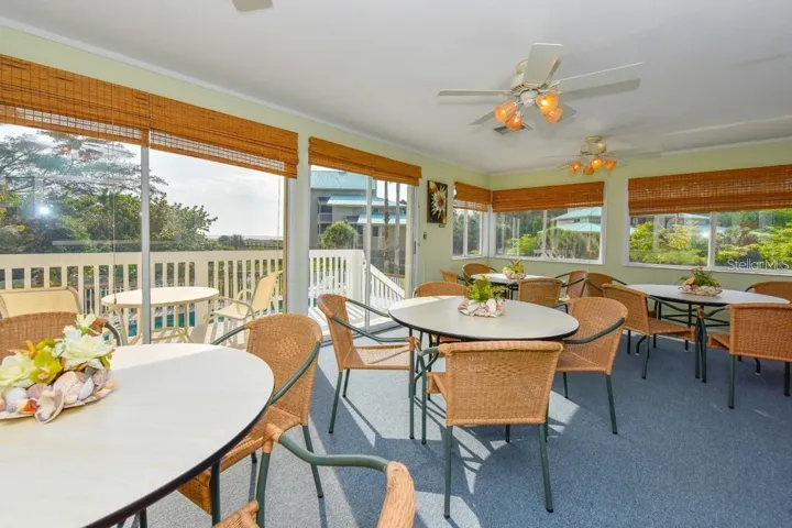 Seating area inside Clubhouse on Little Gasparilal Island