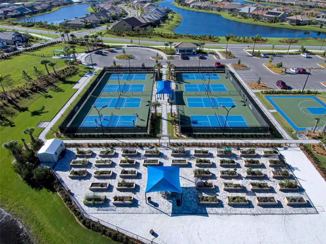 Community garden and pickleball courts