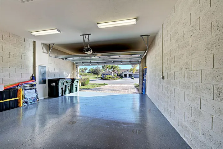Clean garage with epoxy flooring