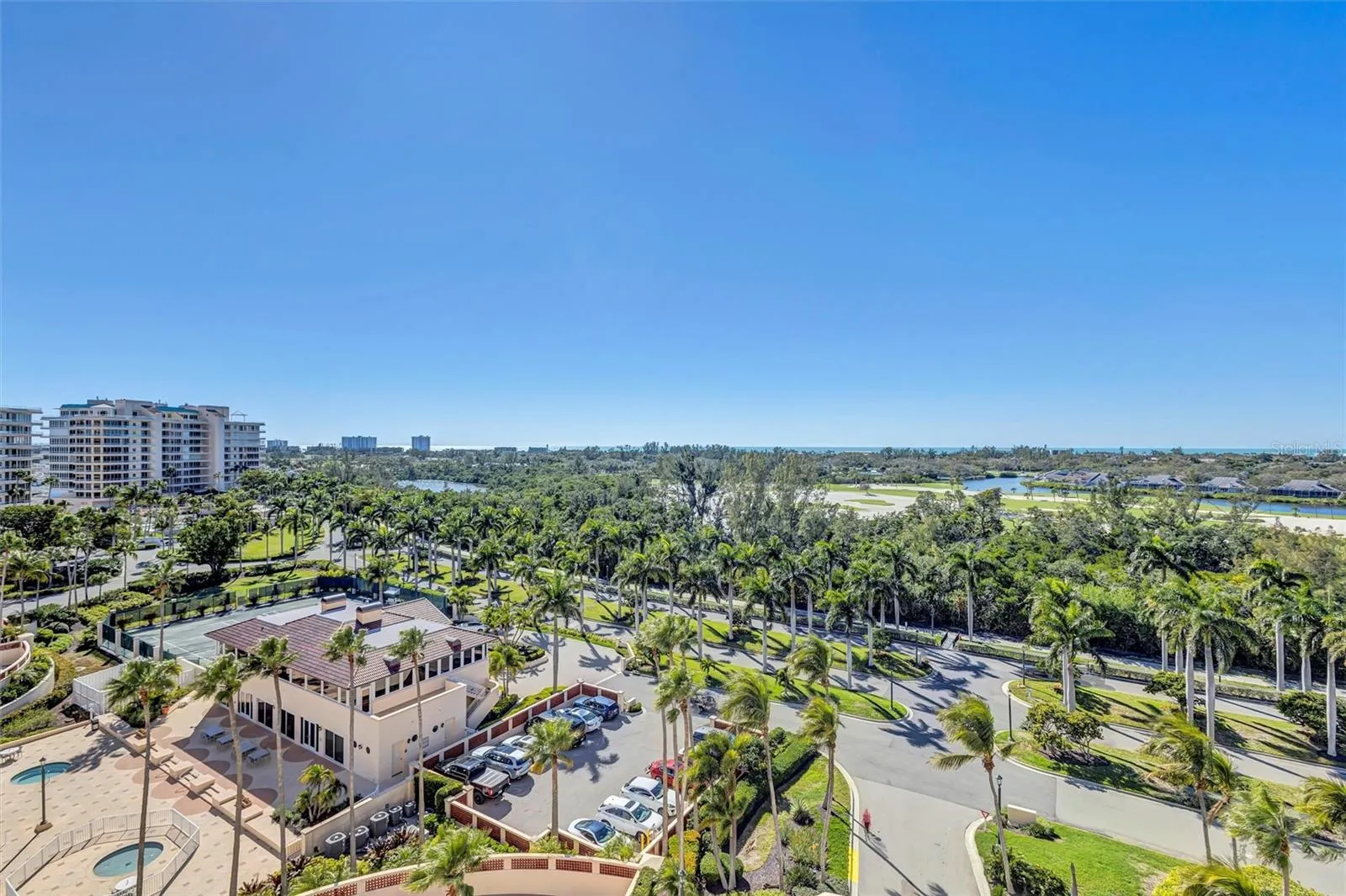 Residence View Westerly viewing of Grand Bay Community, Longboat Key Golf Course, and  Gulf of Mexico