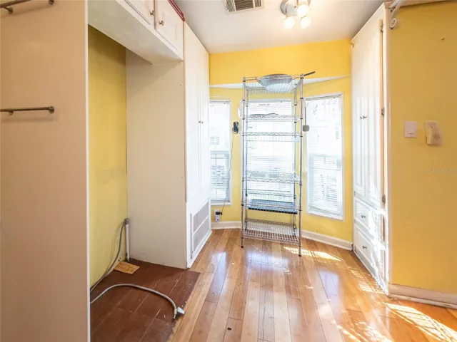 Part of the kitchen (refrigerator goes to the left area)  Right area leads to the dining area.