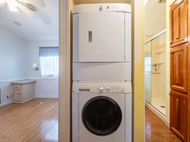 Washer and dryer off the bedroom - between bedroom and bathroom