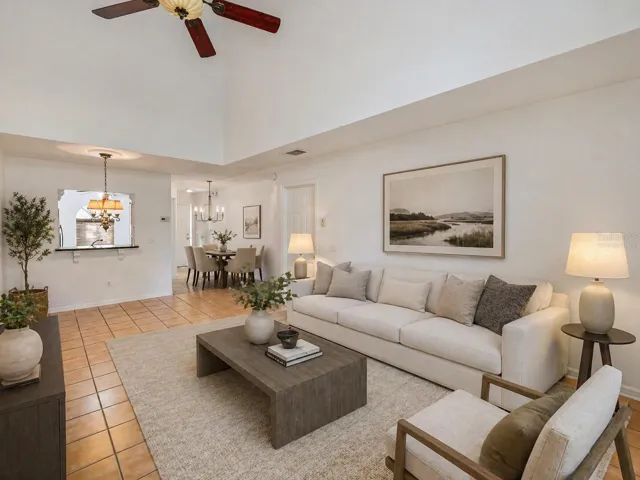 Virtually staged living room