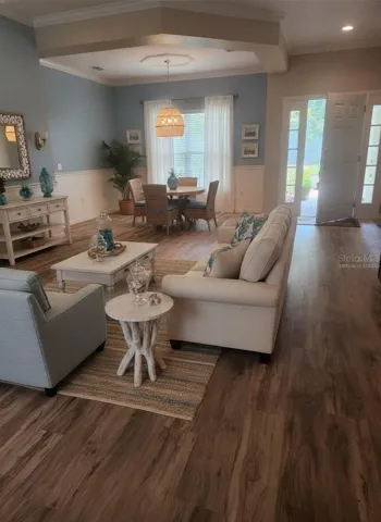 Virtually staged living room and dining room