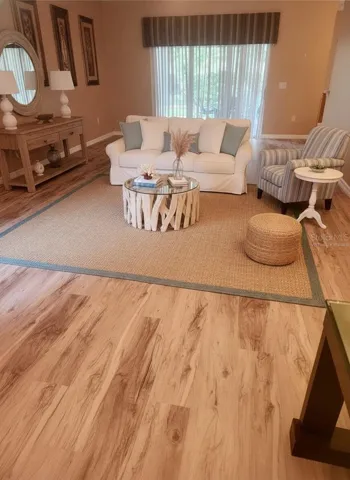 Virtually staged living room. Alternate set up