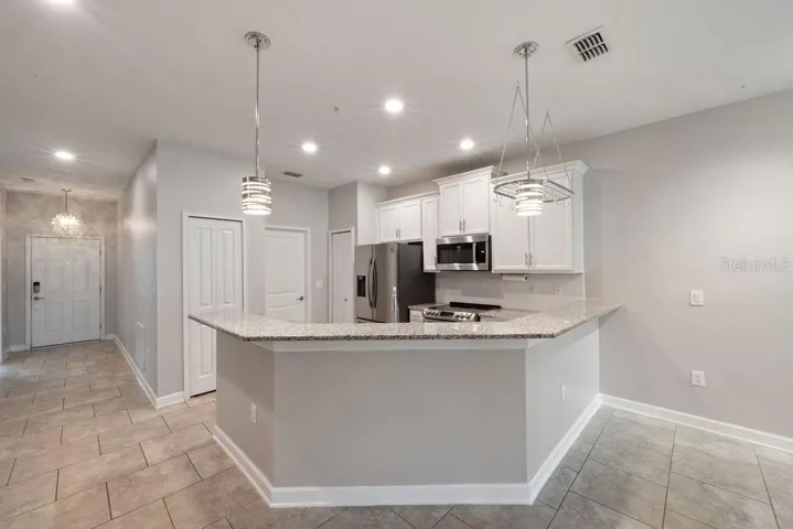 Breakfast Bar with Pendant Lights