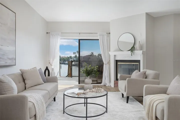 Living with Open Floor Plan; View of Kitchen, Dinning and Water