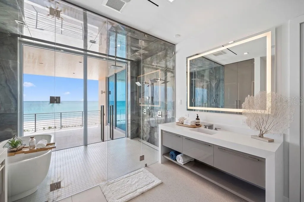 Primary Bathroom Virtually staged