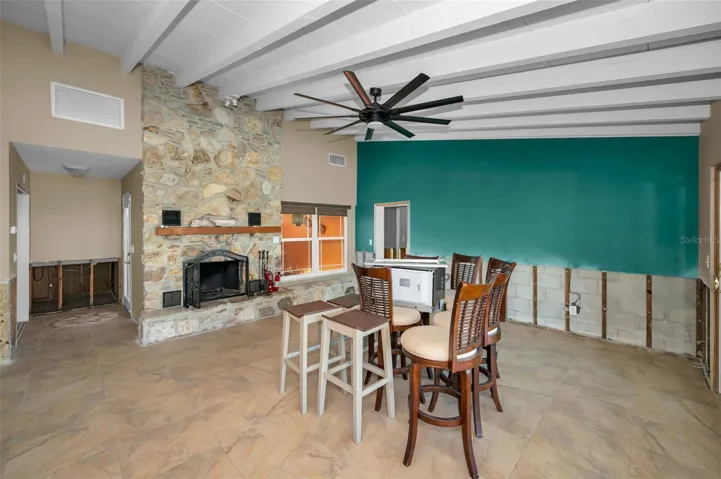 Large Great Room with a beautiful stone fireplace!