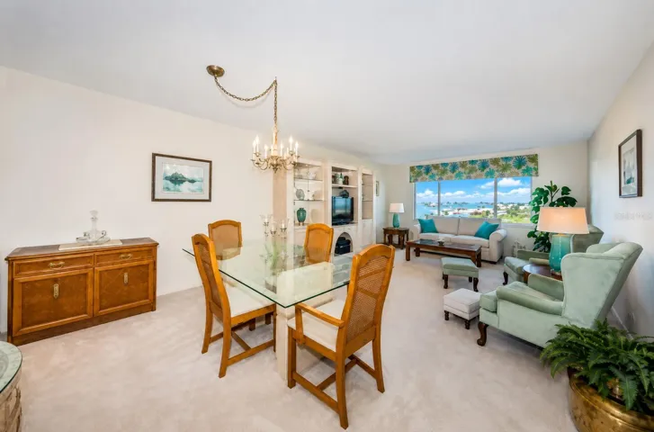Dining room and living room just off the kitchen