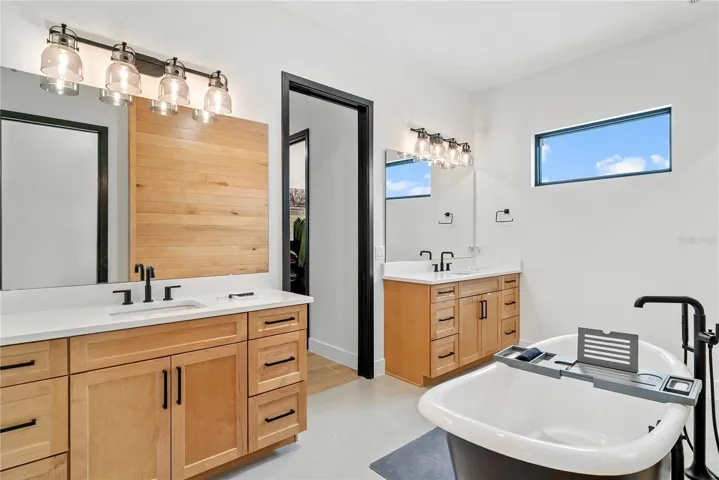 Primary bath with dual vanities