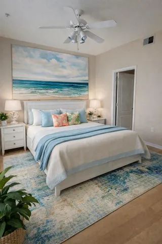 Staged. Main Bedroom