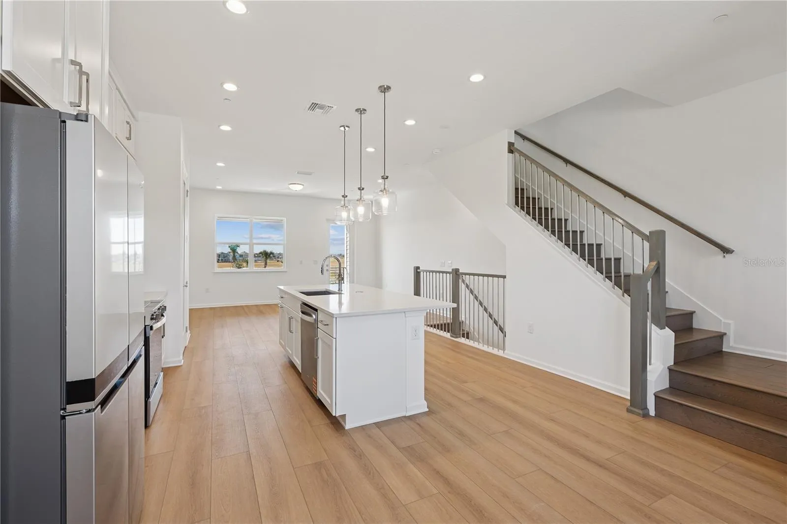 Kitchen, dining room and great room