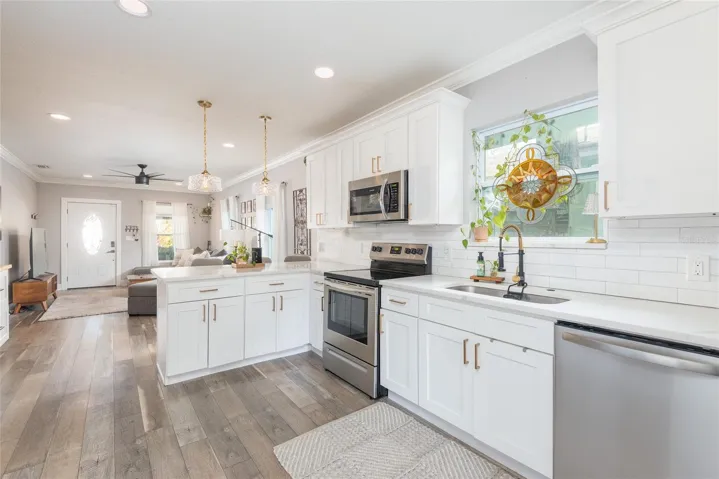Well-lit, open kitchen