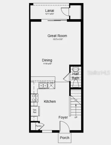 First Floor Plan - Additional highlights include: quartz countertops and window blinds throughout