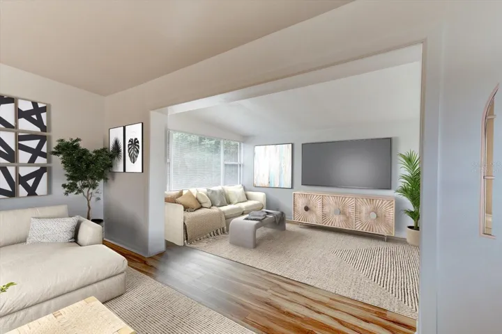 Family room virtually staged.