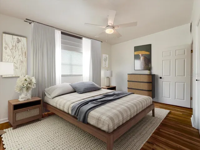 Virtually staged primary bedroom.