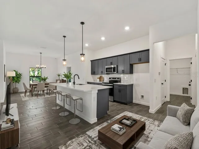 Virtually Staged Living Room/Kitchen