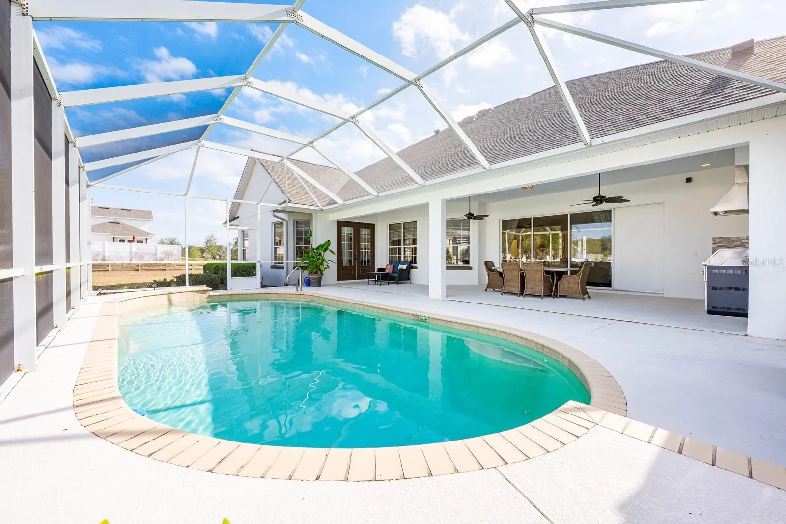 Private screened pool.
