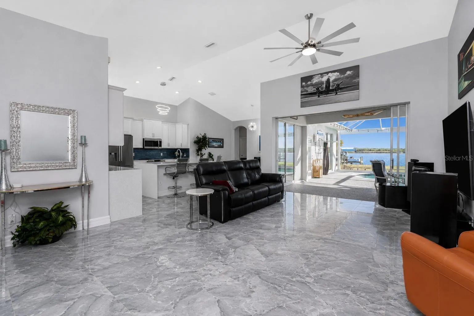 open water views from every room besides one guest bedroom.