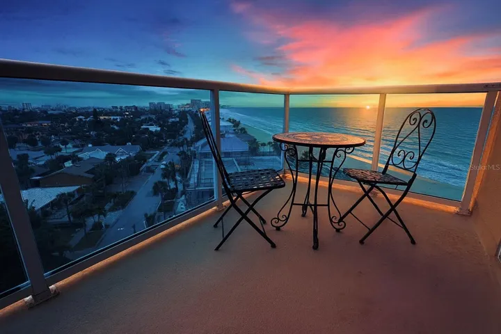 Balcony View – Intercoastal & Gulf at Sunset