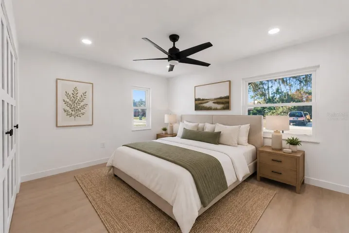 Virtually staged guest bedroom
