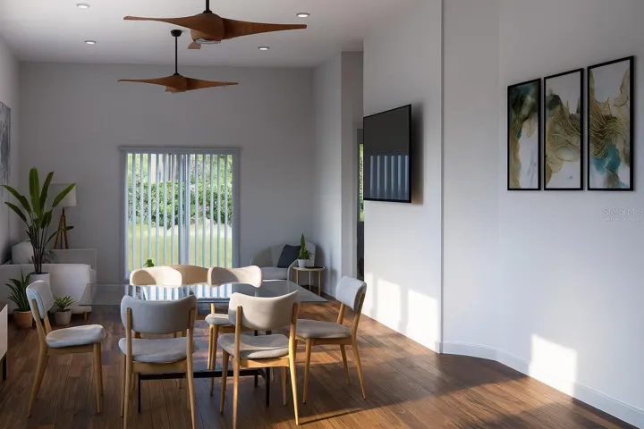 Great room - virtually staged