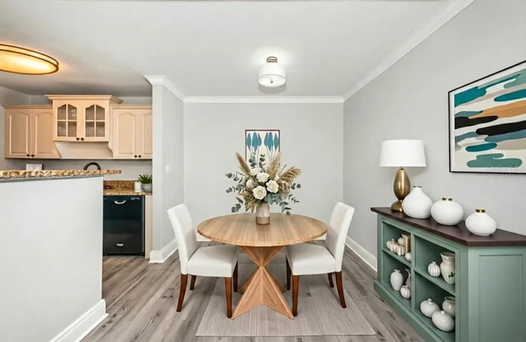 Dining area virtually staged