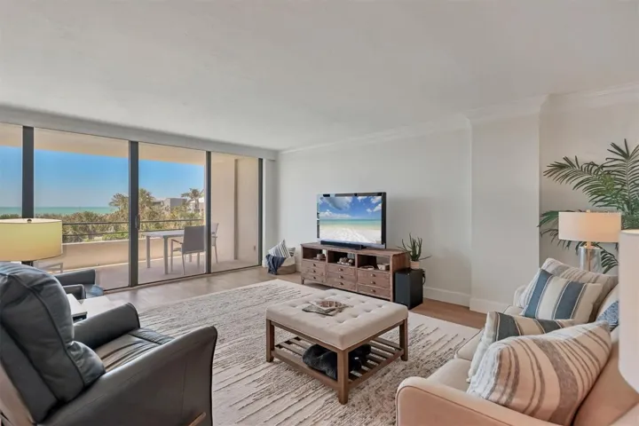 Living Room looking out to Gulf and Pool