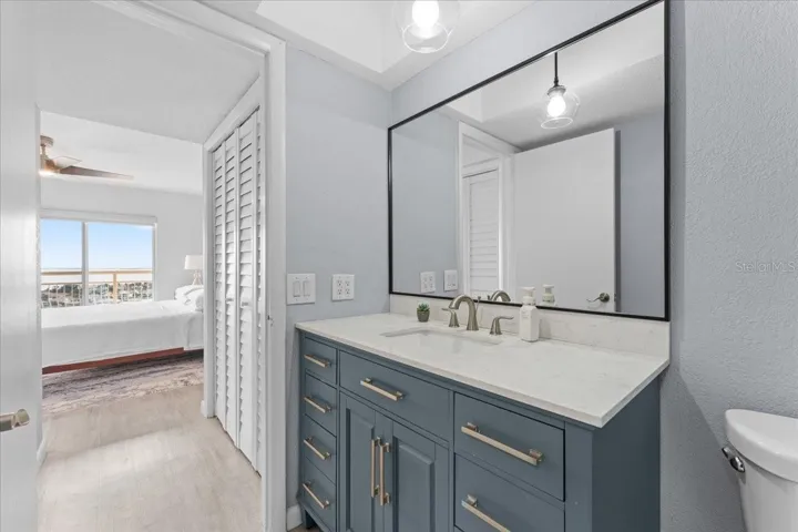 Thoughtfully updated bathroom with modern features
