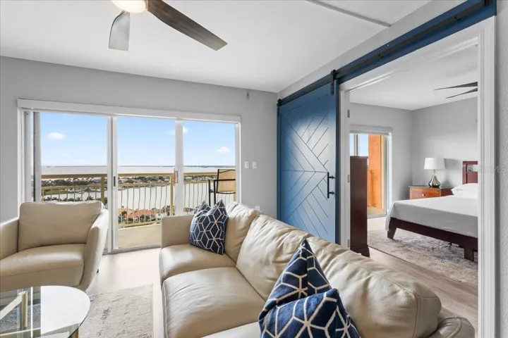 Top-floor waterfront residence with panoramic south-facing views in Building Six at Point Brittany.