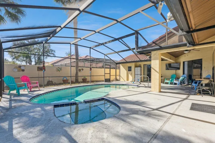 Backyard pool and spa
