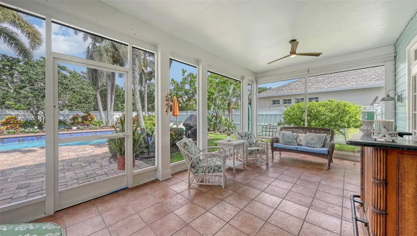 Covered lanai with hurricane protection