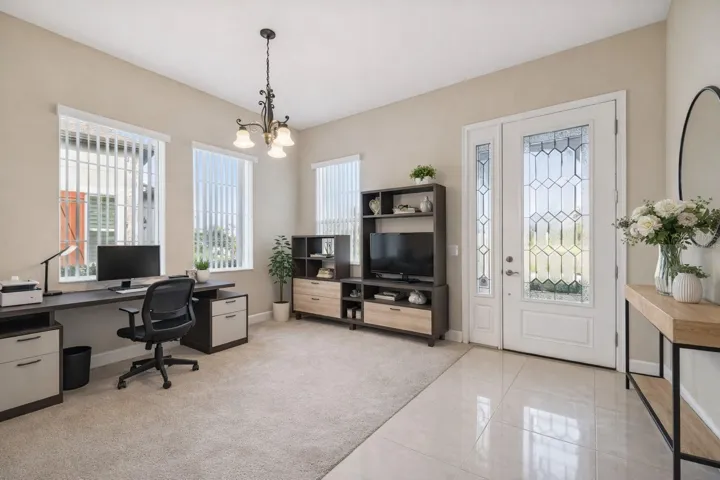 Virtually staged foyer/office