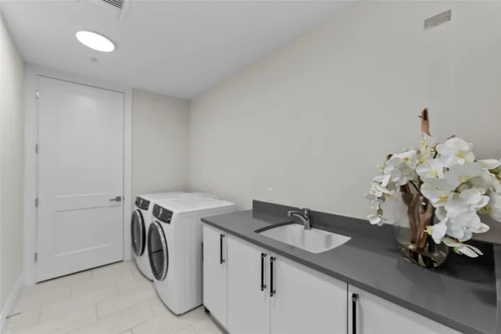 Indoor laundry with sink
