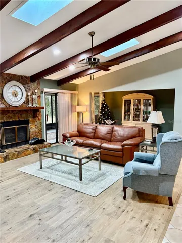 Wood beams and skylights
