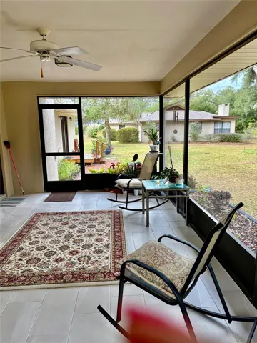Porch with door to backyard