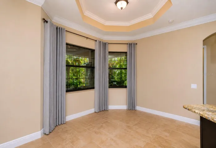 Tray ceiling with bay windows