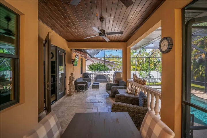Travertine floor on lanai
