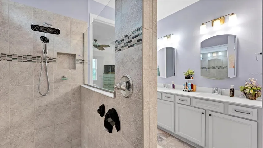 Primary Super shower with bench and niche for products