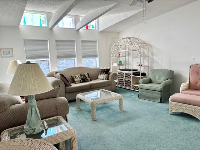 Living room, clerestory windows