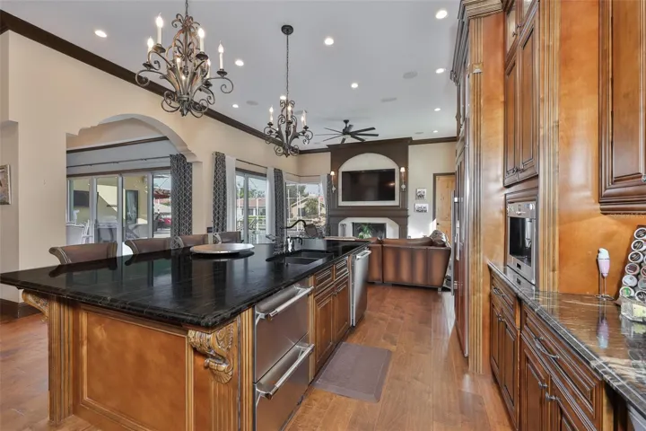 kitchen looking towards family room and pool