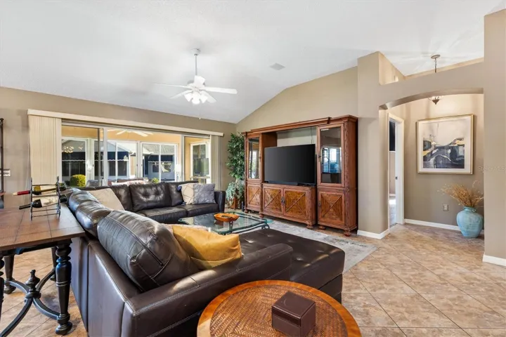 Comfy Couch with Large Entertainment Center