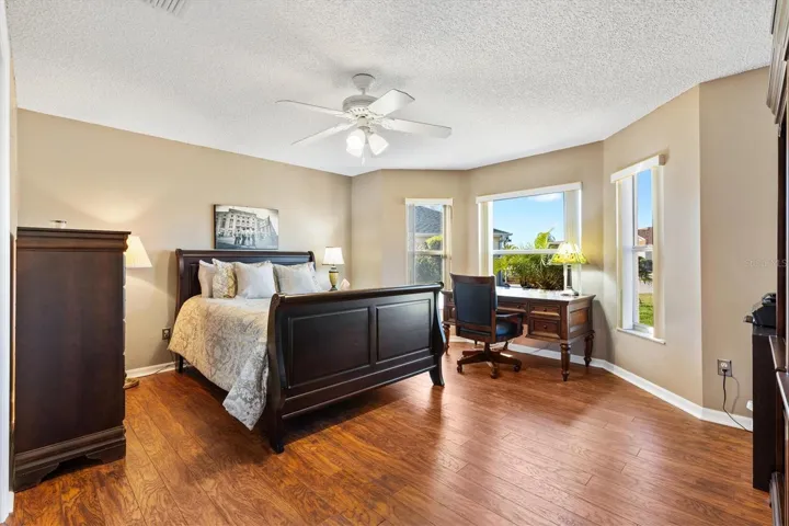 Large Front Guest Bedroom with Desk & Step In Closet